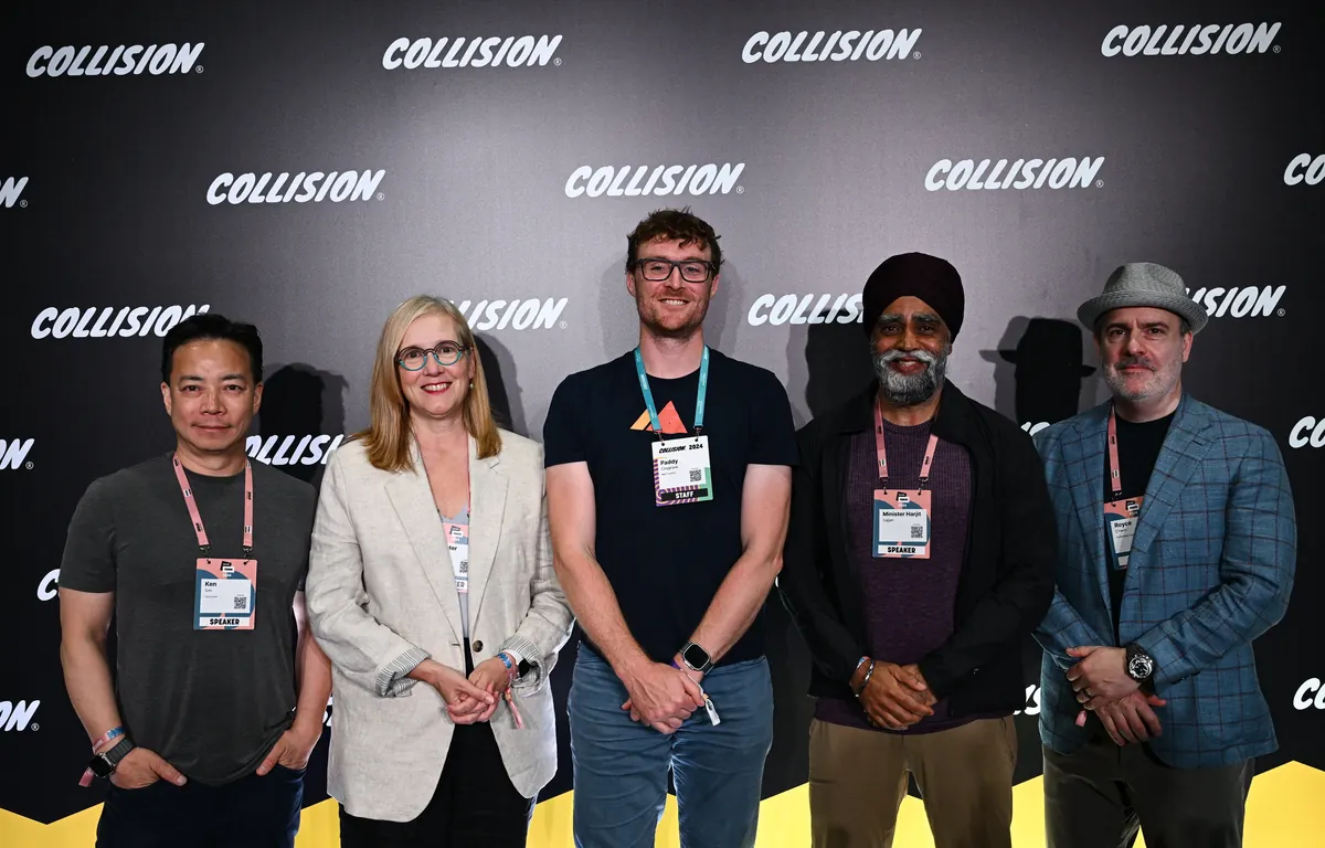 Ken Sim with Brenda Bailey, Paddy Cosgrave, Harjit Sajjan and Royce Chwin at Collision 2024.