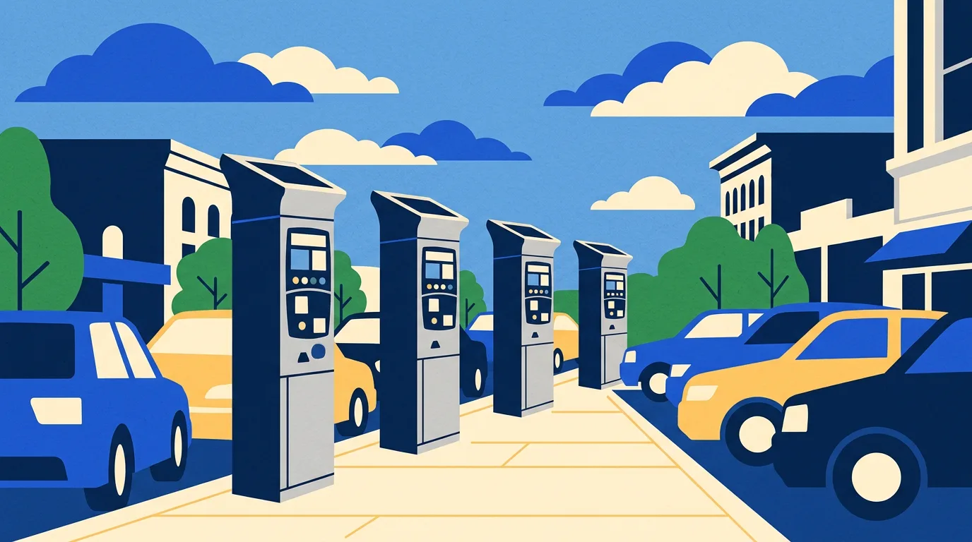 Illustration of new pay-by-plate parking kiosks on an Ottawa street
