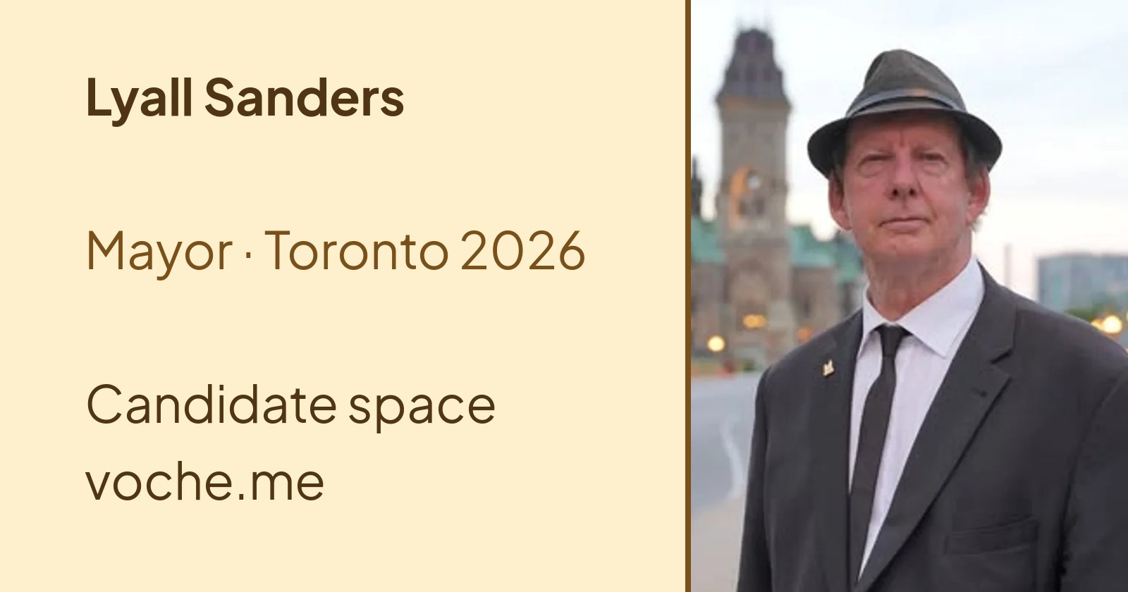 Lyall Sanders: candidate for mayor, Toronto 2026 | voche.me